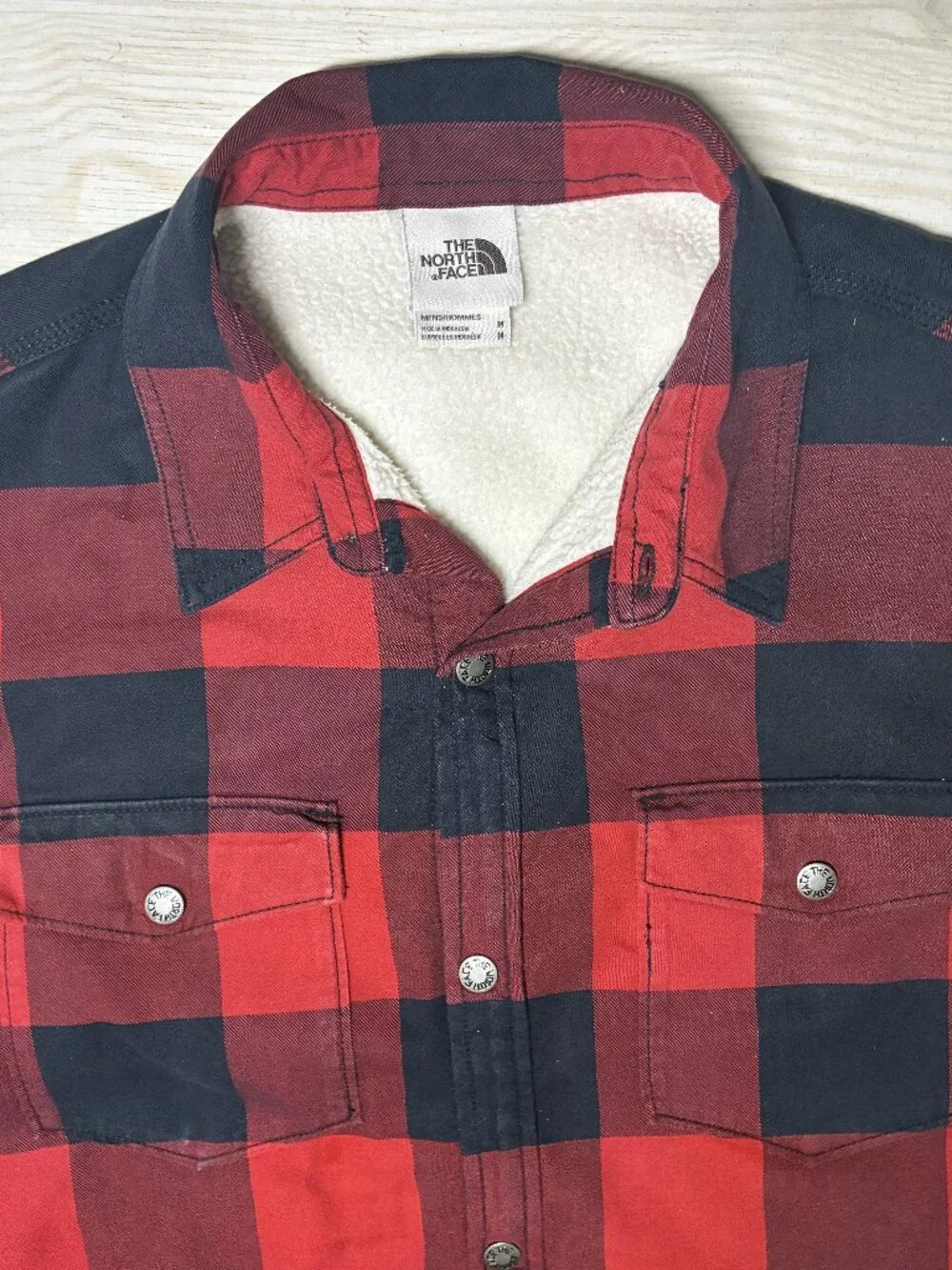 The North Face Men's Campshire Red Black Lined Flannel Shirt Jacket Size Medium